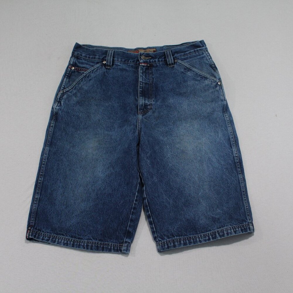 Esco Men Blue Dungarees Denim Shorts Vintage Y2K Size 36